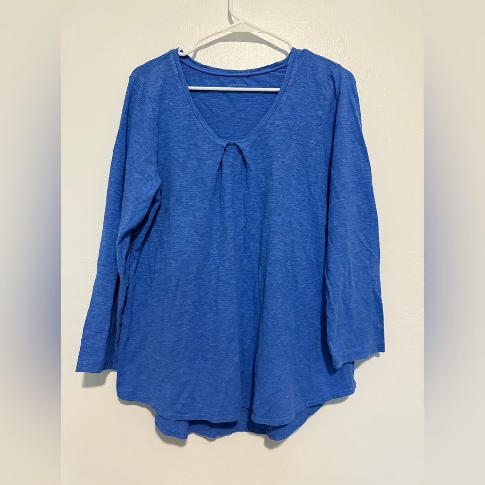 Eileen Fisher Womens Blue Blouse Long Sleeve Size M Hemp/Cotton